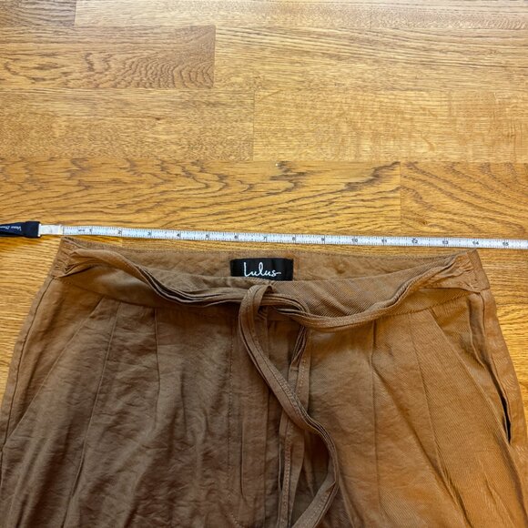 Lulus Tie Front Trouser Pants Brown Size Medium - Picture 13 of 15